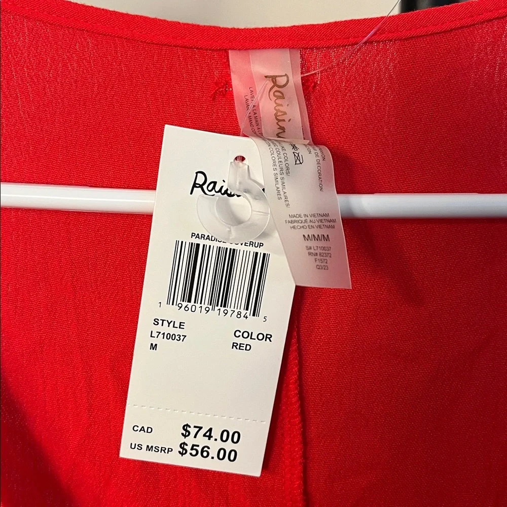 NWT Raisins Womens Paradise Cover-Up Red Twist Front Medium New!